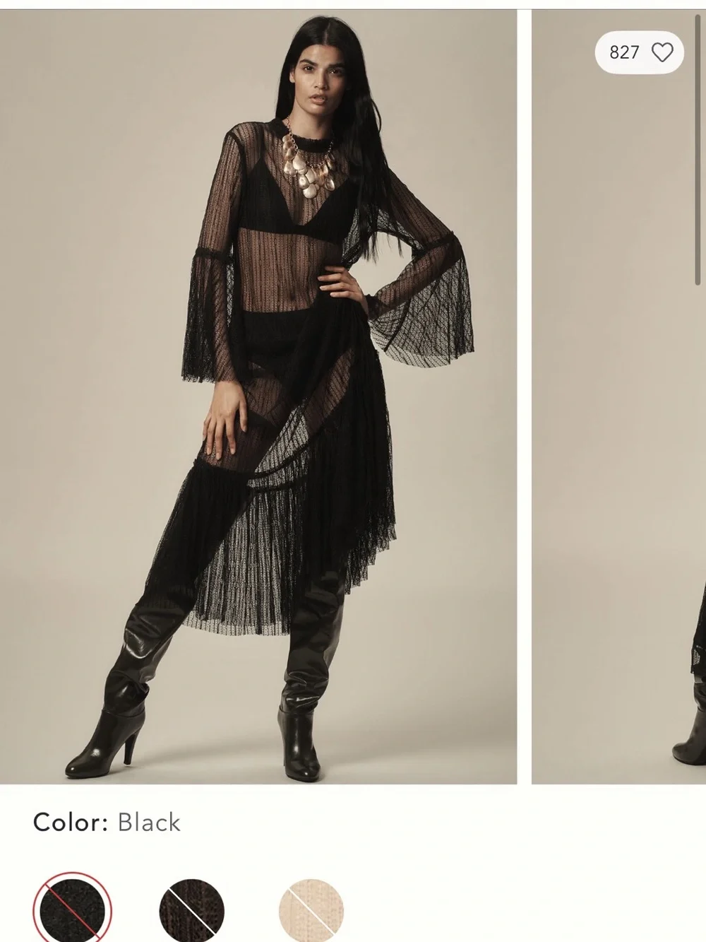 Anthropologie Sheer Black Fringe Maxi Dress - Picture 1 of 2